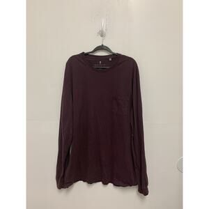 American Tall Maroon Red Crew Neck Long Sleeve Stretch T-Shirt Men's Size 2XL